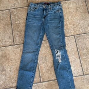 7 For All Mankind Light Blue Distressed Skinny Jeans